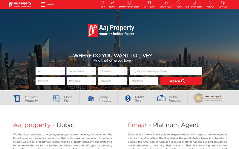 Web Design & Development for Aaj Property