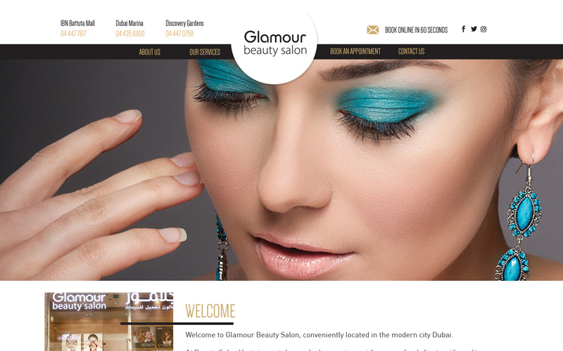 Website design and development for Glamour Salon, Dubai  Marina