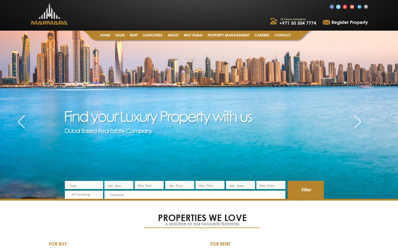 Real Estate Web Design and Development for Marmara Property, Dubai