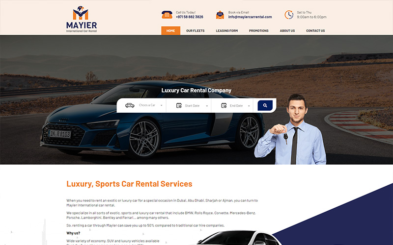 website design for Mayier international car company in Dubai