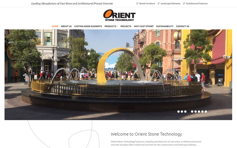 Web design for Orient Factory, Sharjah