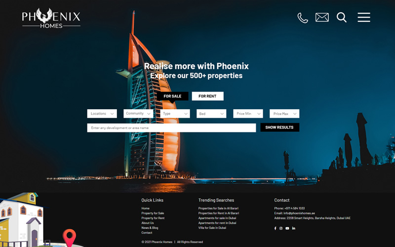 Real estate website design for Phoenix Homes