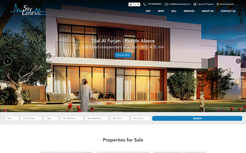 real estate website skyland realty