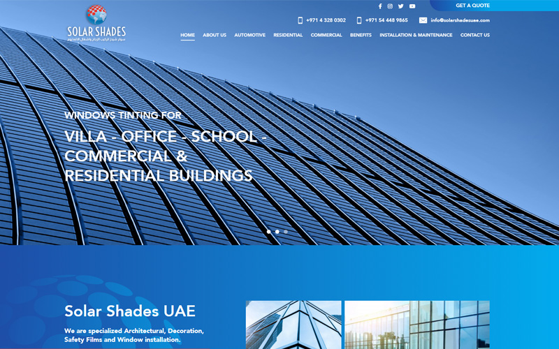 Web design for tinting compnay in Al Quoz